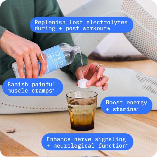 BodyBio e-Lyte - Liquid Electrolyte Concentrate for Clean Hydration, Energy & Cramp Relief - No Sugar, No Artificial Flavors, No Fillers, Keto Friendly - Image 4