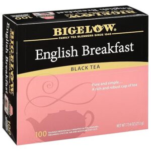 Bigelow English Breakfast Black Tea, Caffeinated Tea, 100 Count Box (Pack of 1)