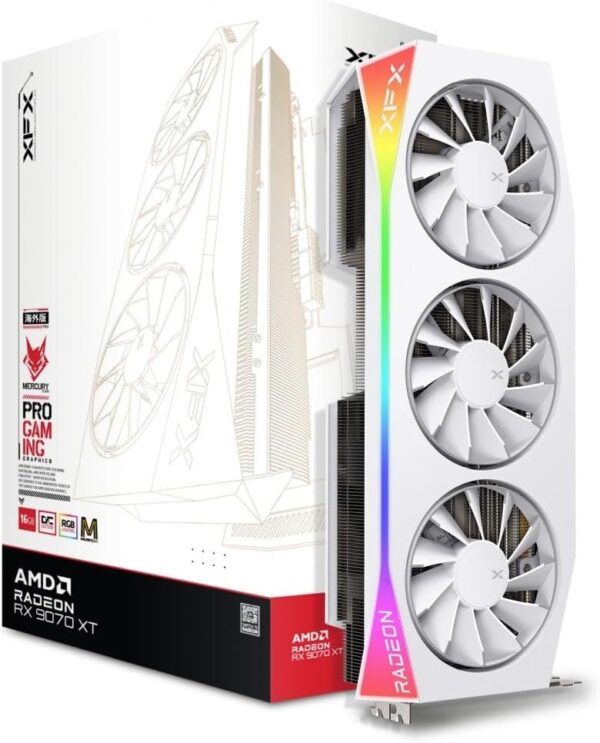 XFX Mercury AMD Radeon RX 9070XT OC Magnetic Air White Edition with RGB 16GB GDDR6 HDMI 3xDP, AMD RDNA 4 RX-97TMARGW9