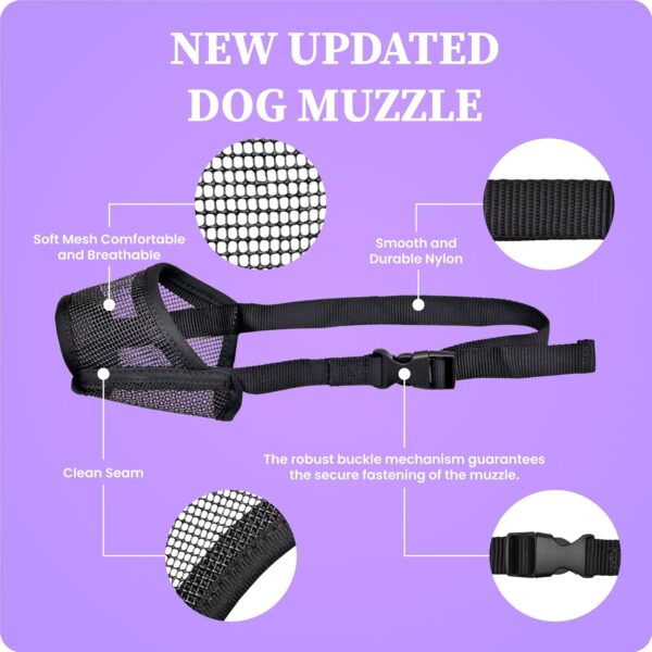 Flintstone Dog Muzzle for Large Dogs – Soft Air Mesh Muzzle for Large Sized Dog | Breathable Mouth Guard to Prevent Biting Chewing Grooming | No Bark Muzzle L 9”-12.5” - Image 4