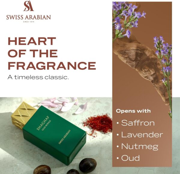 Swiss Arabian Shaghaf Oud Royale Spicy, Oud, Aromatic Fragrance - Notes of Saffron and Lavender - Perfume for Women and Men - 2.5 oz EDP Spray - Image 3