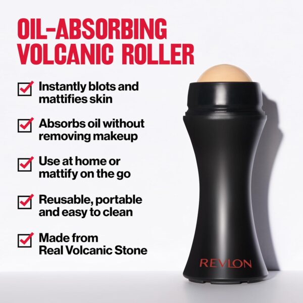 Revlon Face Roller, Oily Skin Control for Makeup, Oil Absorbing, Volcanic Reusable Facial Skincare Tool for At-Home or On-the-Go Mini Massage, 1 Count - Image 4