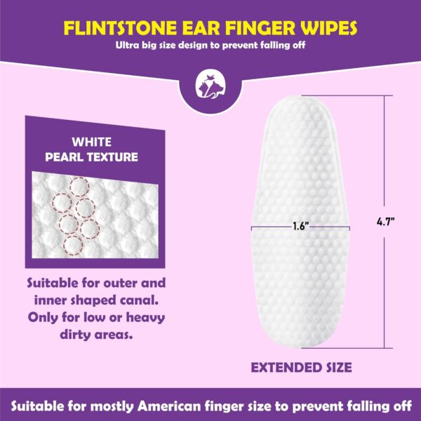 Flintstone Dog Ear Cleaner Finger Wipes – Ultra Big Dog Ear Wipes Gently Remove Ear Wax, Dirt - Ear Wipes for Dogs & Cats Soothes Ear Itching - Mild Coconut Scent - 120 Count - Image 4