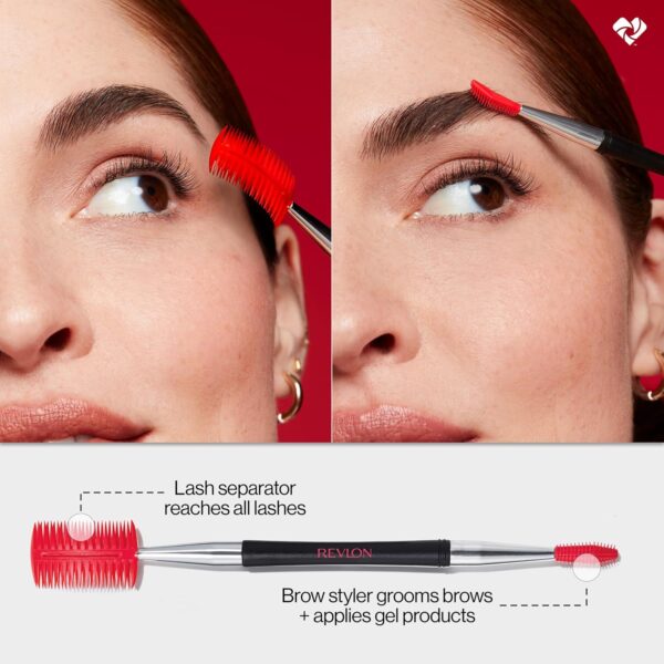 Revlon Lash & Brow Styling Tool, Dual Ended Eyelash Separator & Eyebrow Brush Spoolie, Works with Mascara & Brow Makeup, 1 count - Image 3