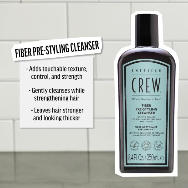 American Crew Men's Pre-Styler Fiber Shampoo for Damaged & Fine Hair, Strengthening Shampoo, Adds Thickness & Shine, Vegan, 8.4 fl oz - Image 3