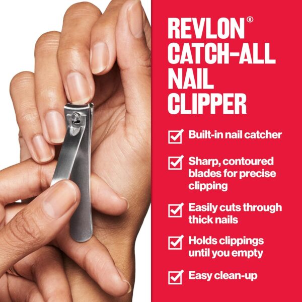 Revlon Catch-All Nail Clipper, Manicure Tool with a Contoured Blade & Built-in Nail Catcher for Mess-Free Grooming, 1 Count - Image 2