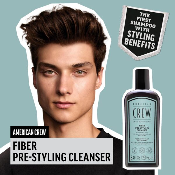 American Crew Men's Pre-Styler Fiber Shampoo for Damaged & Fine Hair, Strengthening Shampoo, Adds Thickness & Shine, Vegan, 8.4 fl oz - Image 4